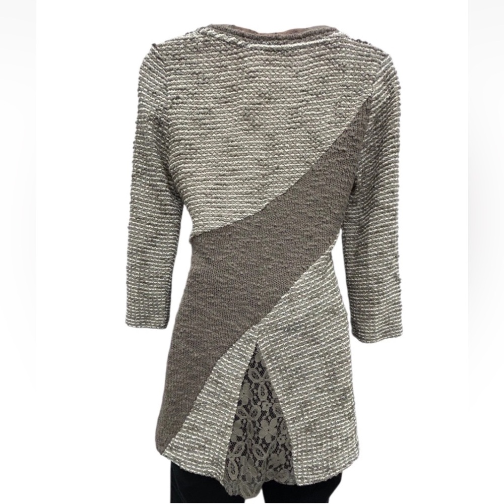 Anthropologie Angel of the North Sweater Women Small Cream Brown Art to Wear - Picture 2 of 11